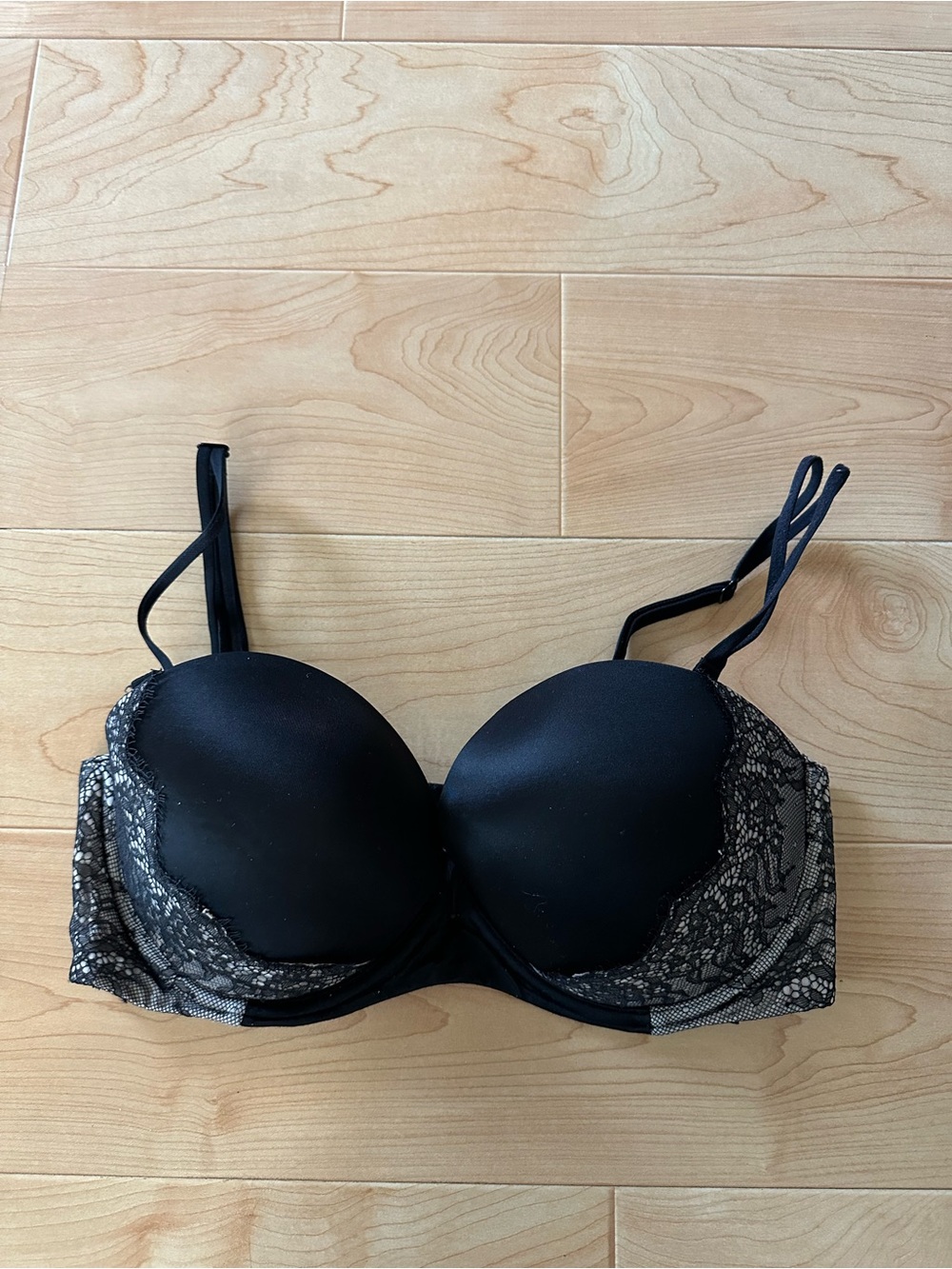 Victoria Secret Push Up Multiway Strapless Bra 34DD Underwire Adjustable Satin